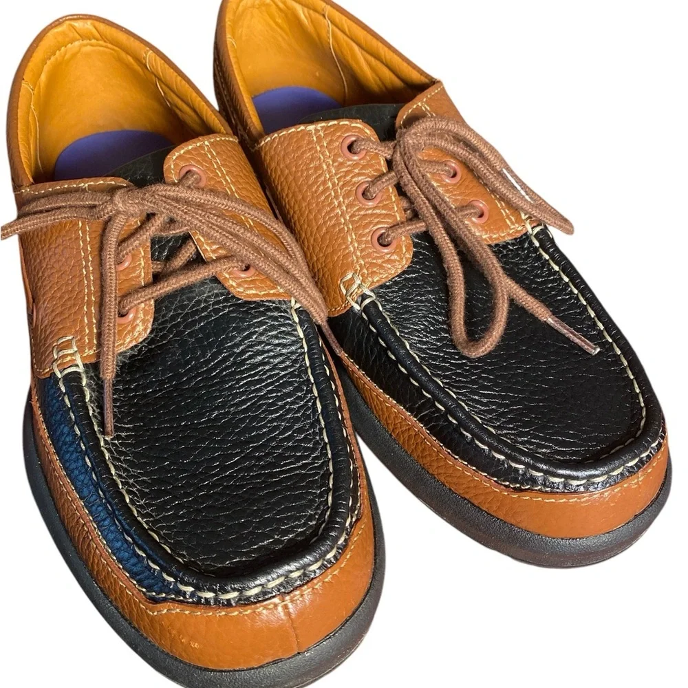 Dr. Comfort Men's Black and Brown Leather Shoes Dockside Therapeutic Shoes 10.5W